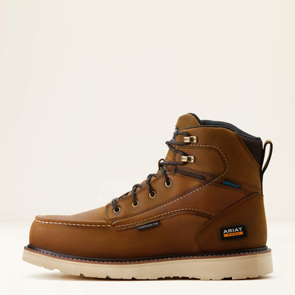 Ariat Men's Rebar 6" Composite Toe Waterproof Wedge Work Boot - Brown - 10053615 - Overlook Boots