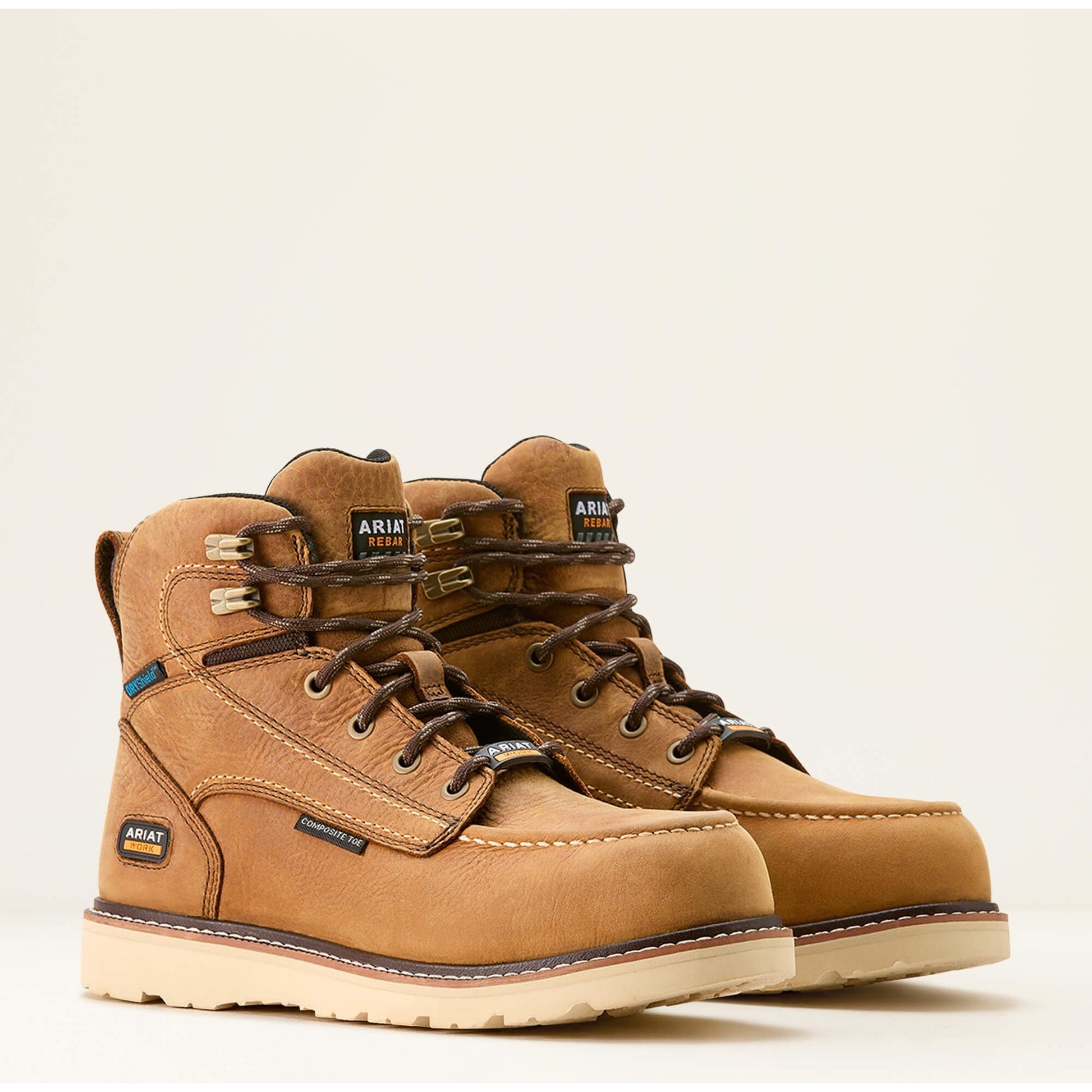 Ariat Women's Rebar Moc Toe Waterproof Wedge Work Boot -Brown- 10053717 - Overlook Boots