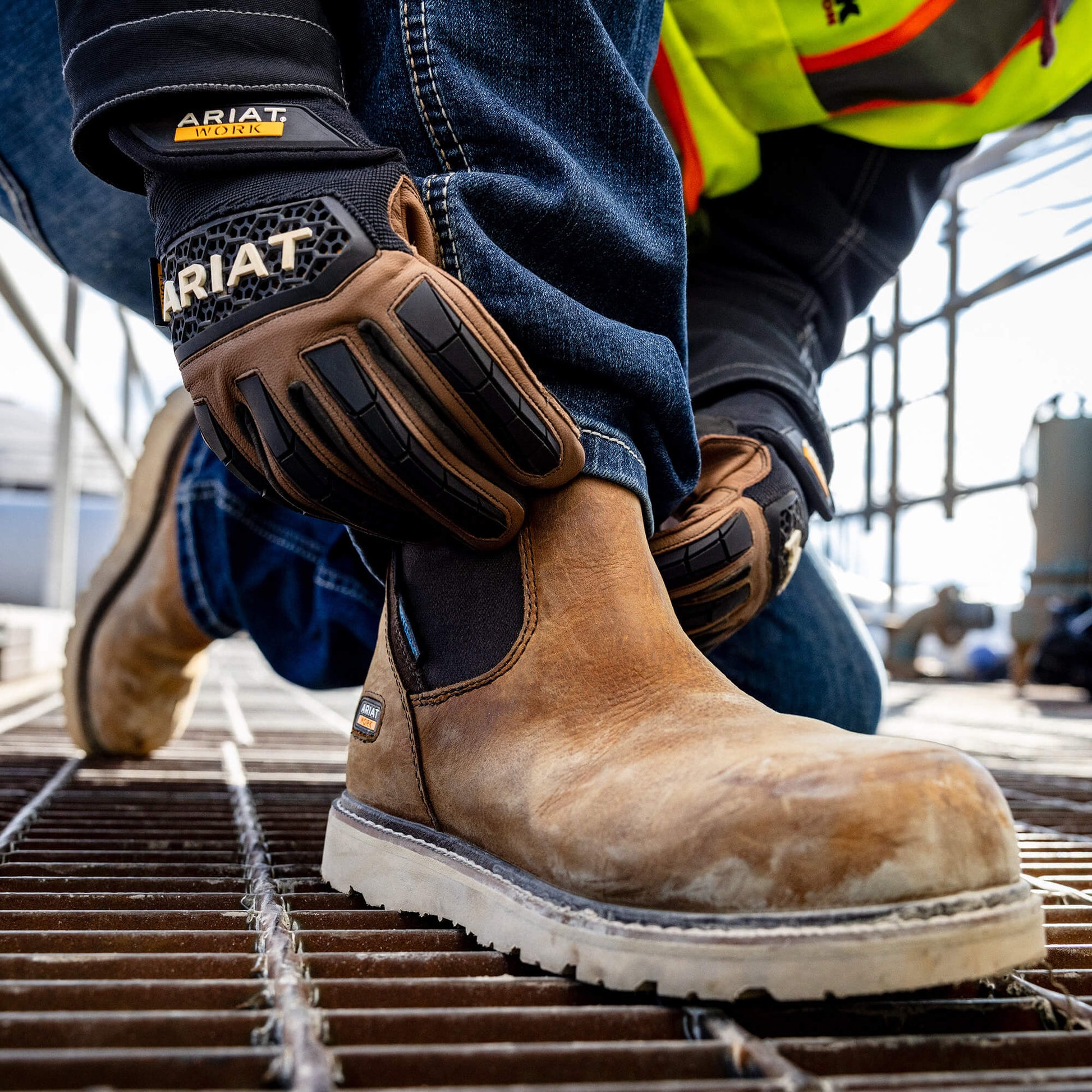 Ariat Women's Rebar Composite Toe Waterproof Chelsea Wedge Work Boot -Brown- 10053719 - Overlook Boots