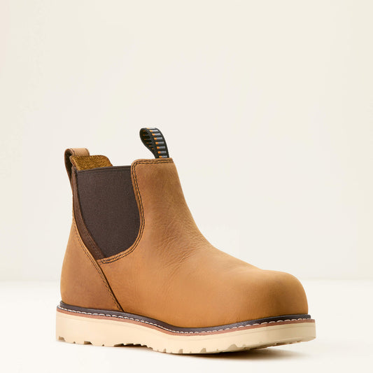 Ariat Women's Rebar Composite Toe Waterproof Chelsea Wedge Work Boot -Brown- 10053719 5.5 / Medium / Brown - Overlook Boots
