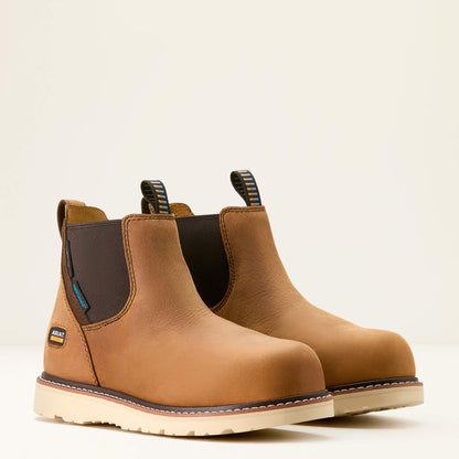 Ariat Women's Rebar Composite Toe Waterproof Chelsea Wedge Work Boot -Brown- 10053719 - Overlook Boots