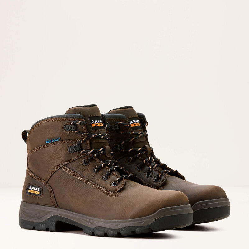 Ariat Men's Turbo Duratread 6" Round toe Waterproof Slip Resistance Work Boot - Brown - 10054293 - Overlook Boots