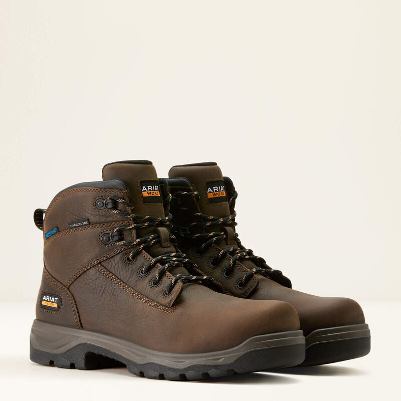 Ariat Men's Turbo Duratread 6" Carbon Toe Slip Resistant Work Boot - Brown - 10054294 - Overlook Boots