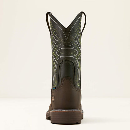 Ariat Men's Activator 11" Steel Toe Waterproof Western Work Boot- Brown/Green- 10060892 - Overlook Boots