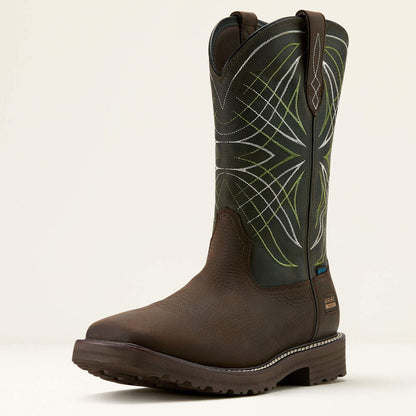 Ariat Men's Activator 11" Square Toe Waterproof Western Work Boot- Brown/Green- 10060894 - Overlook Boots