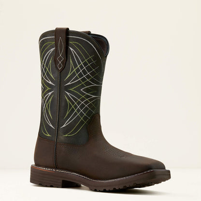 Ariat Men's Activator 11" Square Toe Waterproof Western Work Boot- Brown/Green- 10060894 7 / Medium / Brown - Overlook Boots