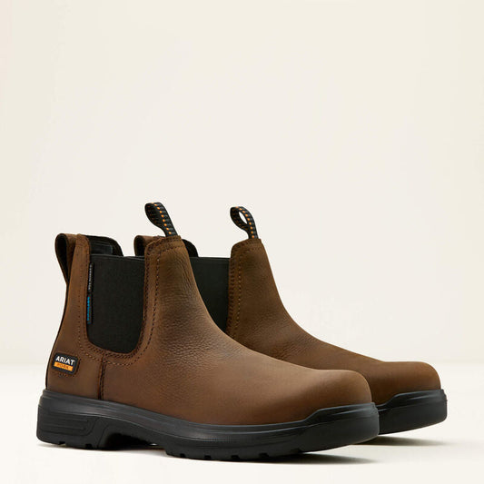 Ariat Men's Turbo CSA 6" Carbon Toe Waterproof Chelsea Work Boot- Brown- 10060897 - Overlook Boots