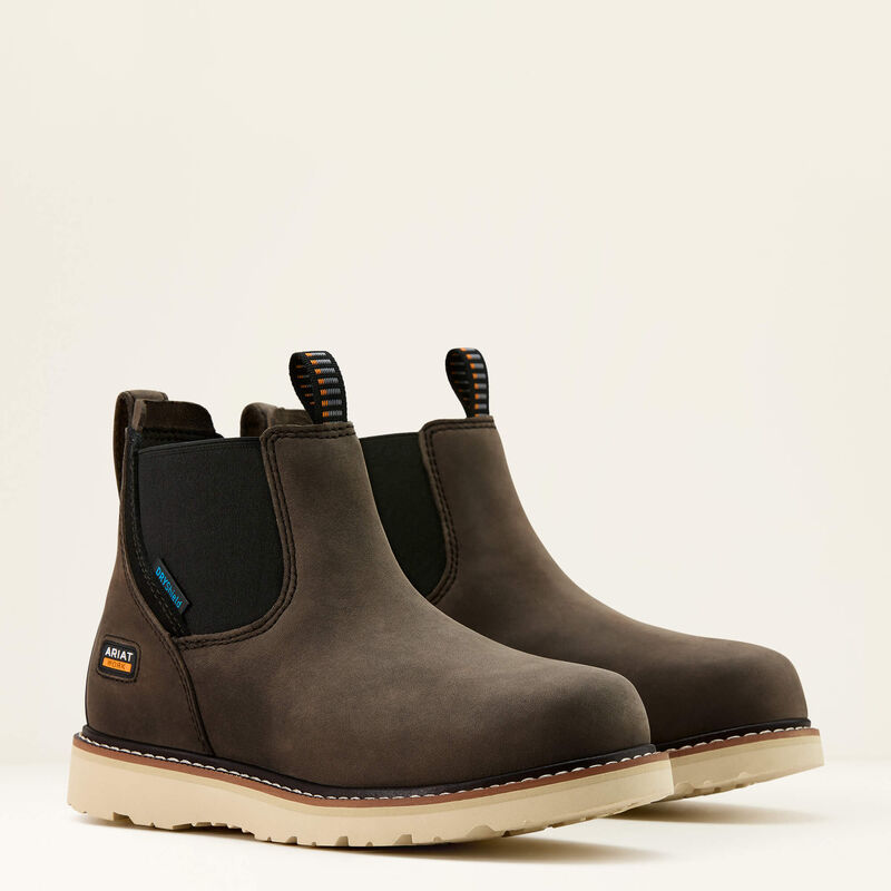 Ariat Women's Rebar 5.5" Round Toe Waterproof Wedge Chelsea Work Boot - Grey - 10061118 - Overlook Boots