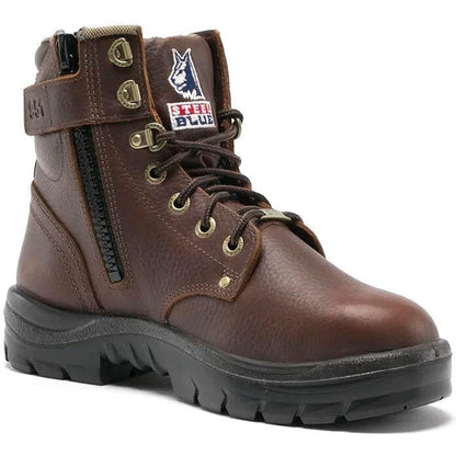Steel Blue Men's Argyle 6" Waterproof Soft Toe Side Zipper Work Boot - Oak - 810951 7 / Medium / Brown - Overlook Boots