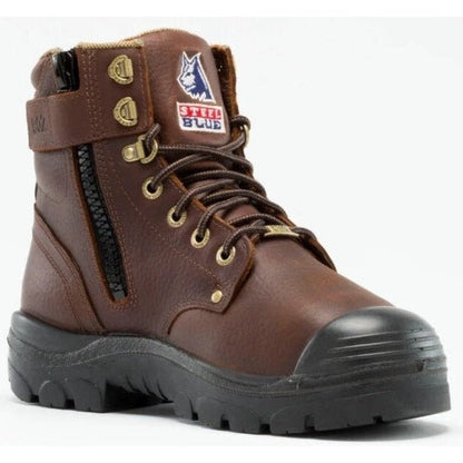 Steel Blue Men's Argyle Met Bump 6" Waterproof MG Steel Toe Side Zipper Work Boot - Oak - 862902 7 / Medium / Brown - Overlook Boots