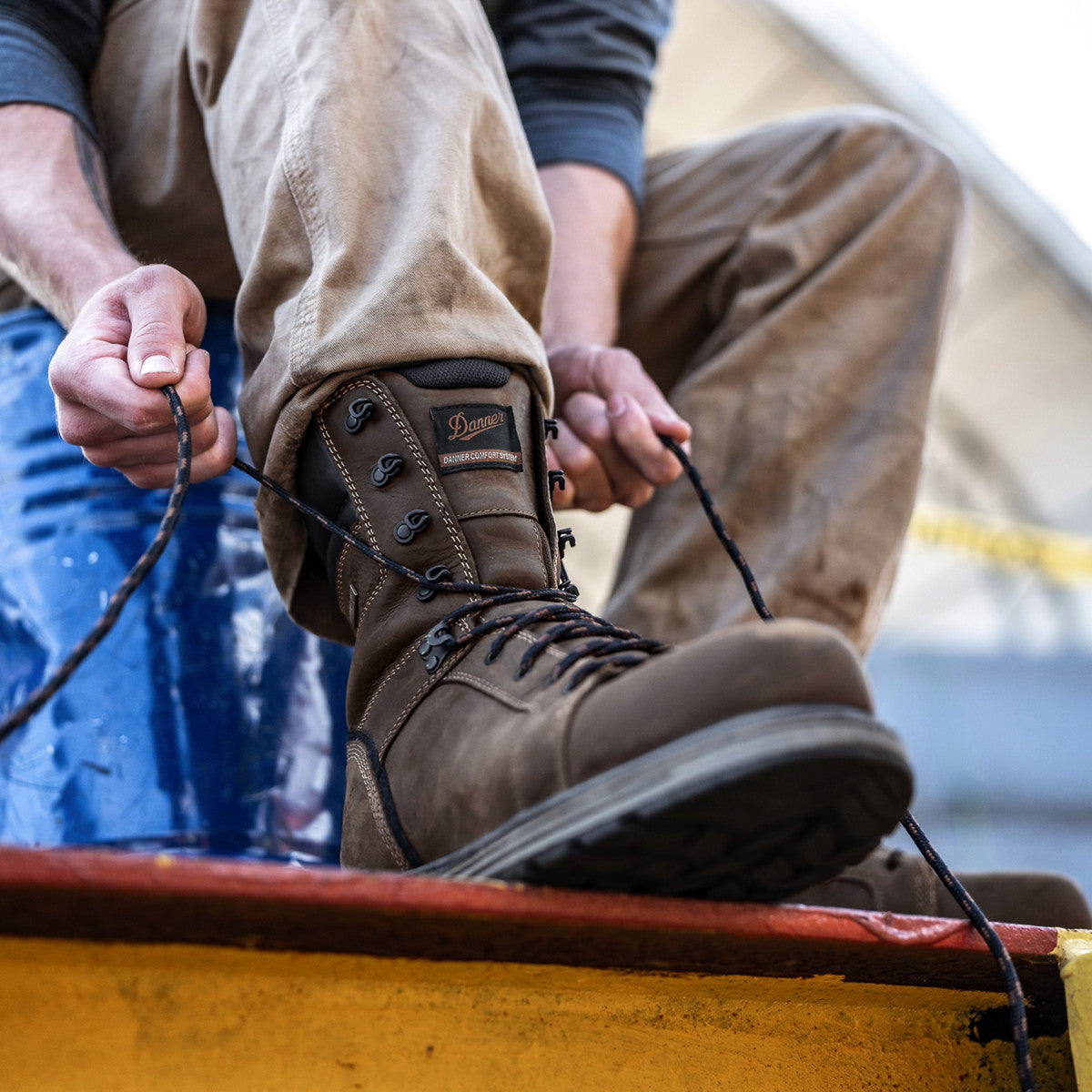 Danner Men's Steel Yard 8" Steel Toe Waterproof Work Boot - Brown - 12534 - Overlook Boots