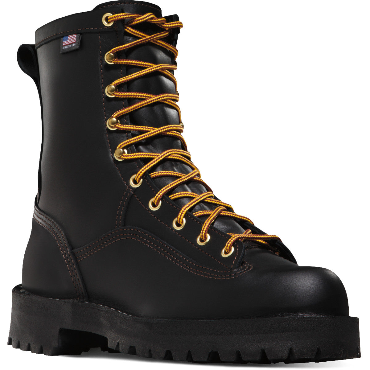 Danner Men's Rain Forest USA Made 8" Soft Toe Waterproof Work Boot Black 14100 7 / Medium / Black - Overlook Boots