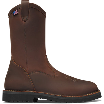 Danner Men's Bull Run 11" Square Toe Wellington Work Boot Brown 15582  - Overlook Boots