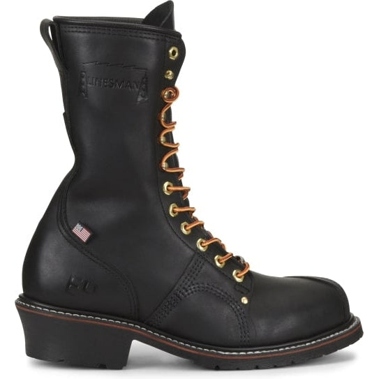 Carolina Men's Linesman 10" Steel Safety Toe USA Made Work Boot - Black - 1905  - Overlook Boots