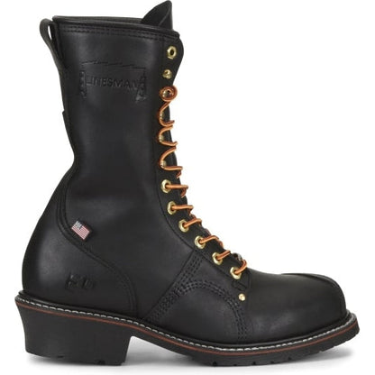Carolina Men's Linesman 10" Steel Safety Toe USA Made Work Boot - Black - 1905  - Overlook Boots