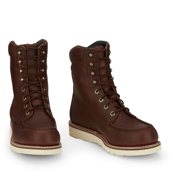 Chippewa Men's Edge Walker 8" Moc Toe Waterproof Lace-Up Work Boot Brown 25346 - Overlook Boots