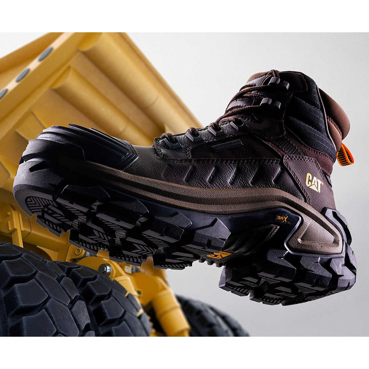 Cat Men's Invader Max Composite Toe Waterproof Slip Resistant Work Boot -Coffee- P91729 - Overlook Boots