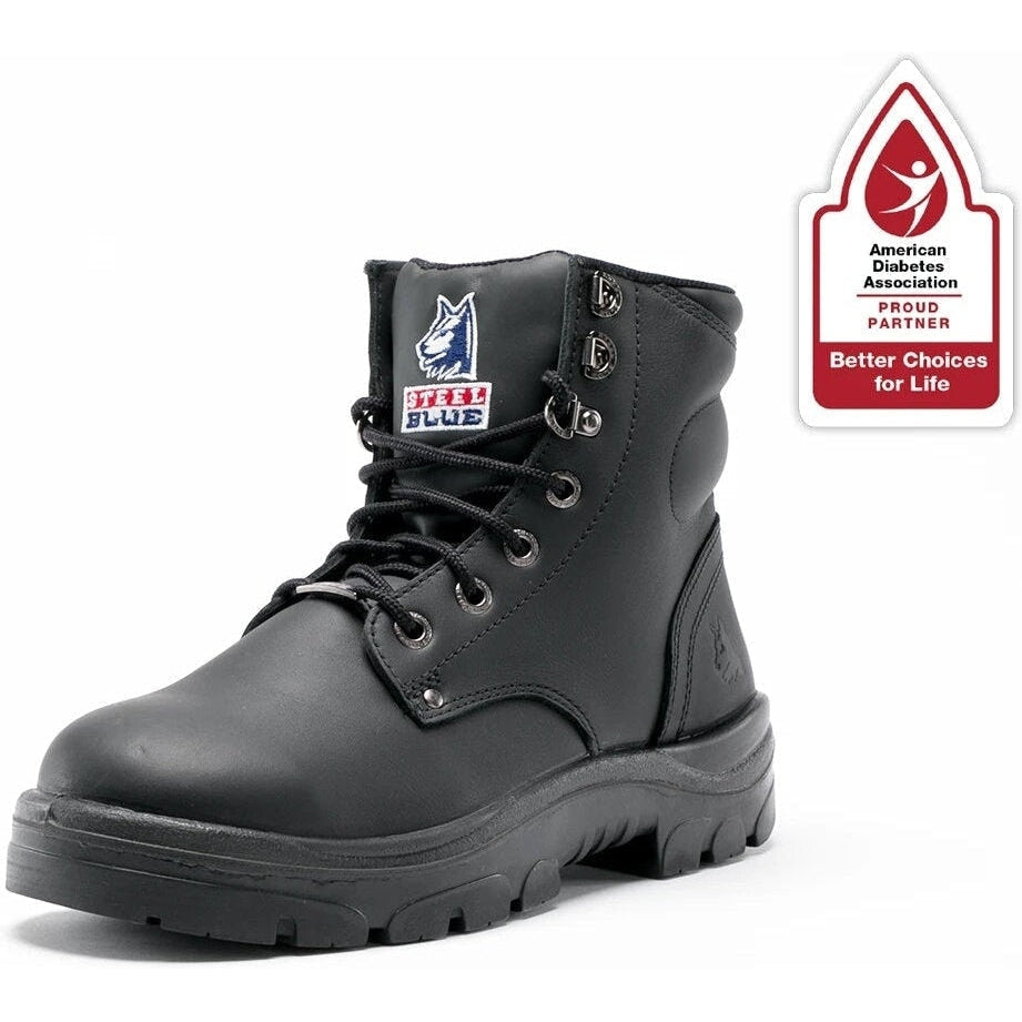 Steel Blue Men's Argyle 6" Waterproof Steel Side Zipper Work Boot - Black - 312951 - Overlook Boots