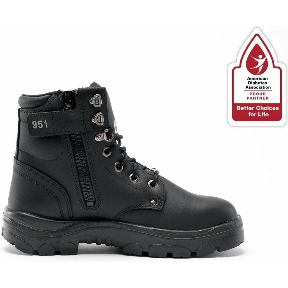 Steel Blue Men's Argyle 6" Waterproof Steel Side Zipper Work Boot - Black - 312951 - Overlook Boots