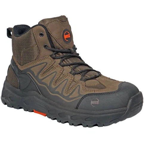 Hoss Men's Eric Hi Soft Toe Slip Resistant Work Shoe- Brown- 50250 7 / Extra Wide / Brown - Overlook Boots