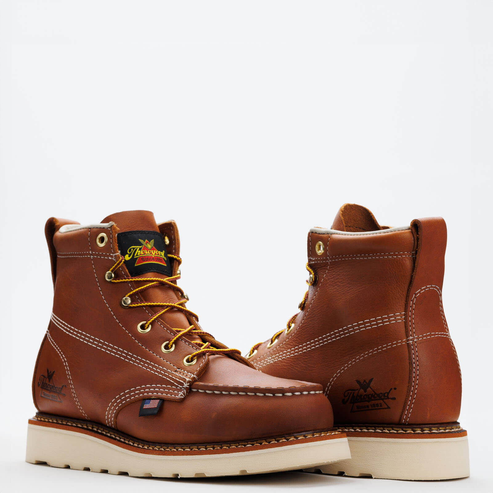 Thorogood Women's American 6" Moc Toe Wedge Work Boot -Tobacco- 514-4200  - Overlook Boots