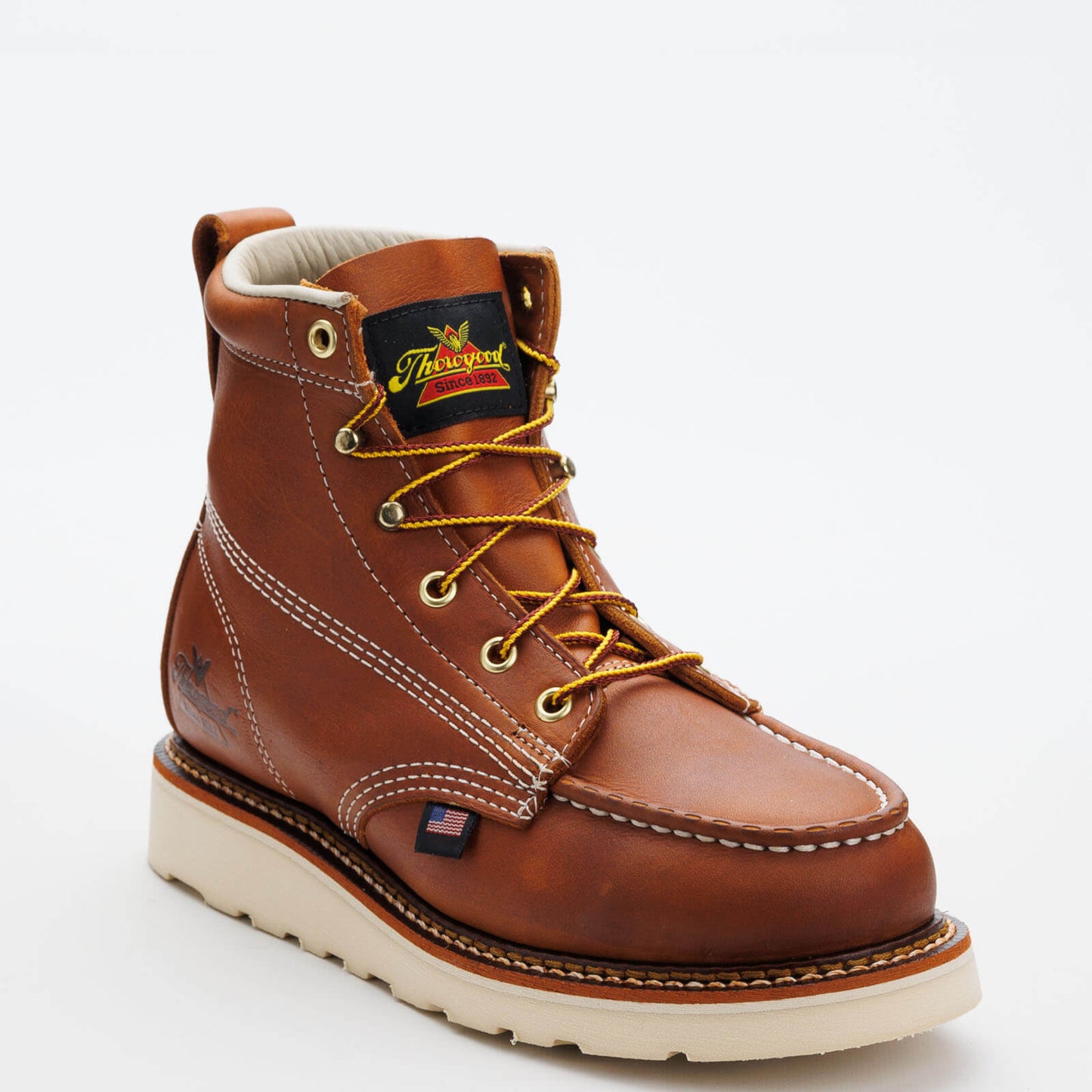 Thorogood Women's American 6" Moc Toe Wedge Work Boot -Tobacco- 514-4200 5.5 / Medium / Black - Overlook Boots