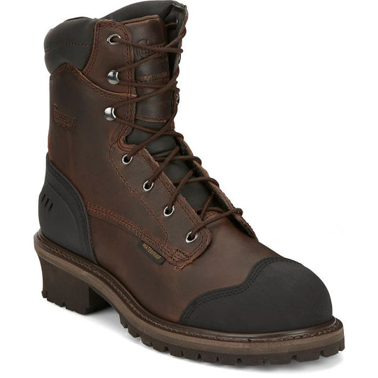 Chippewa Men's Aldarion 8" Composite Toe Waterproof 400G Ins Logger Work Boot - 55053 8 / Medium / Brown - Overlook Boots