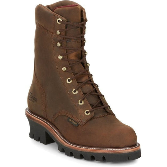 Chippewa Men's Super Dna 9" Plain Toe 400G Insulated Lace Up Work Boot -Brown- 59408 8 / Wide / Brown - Overlook Boots