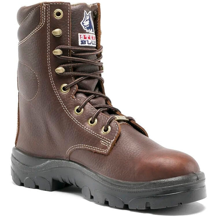 Steel Blue Men's Portland 8" Waterproof Steel Toe Lace Up Work Boot - Oak - 812955 7 / Medium / Brown - Overlook Boots