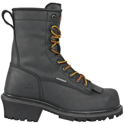 Hoss Men's Cross Cut 8" Composite Toe Waterproof Logger Work Boot - Black 80114  - Overlook Boots