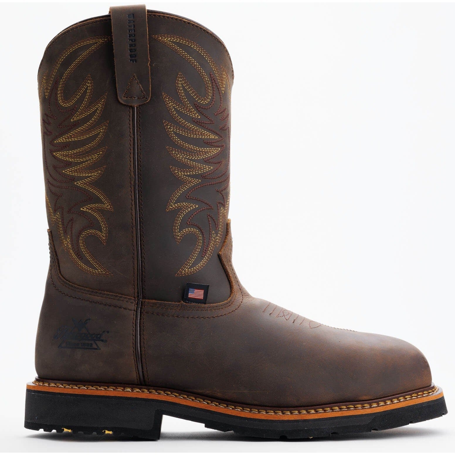 Thorogood Men's Western 11" Safety Toe Waterproof Slip Resistant Work Boot -Horse- 804-4337 7 / Wide / Brown - Overlook Boots