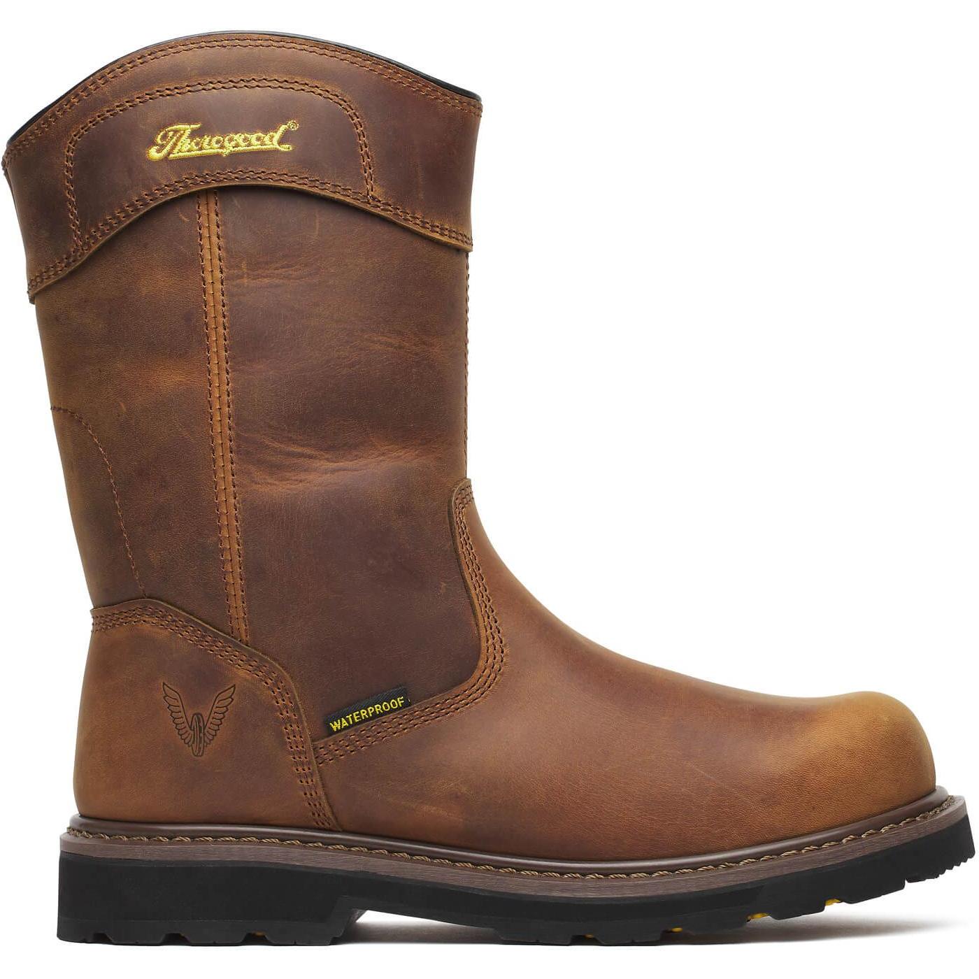 Thorogood Men's Wellington V-Series 11" Semi-oblique Waterproof Work Boot- 804-4343 8 / Medium / Brown - Overlook Boots