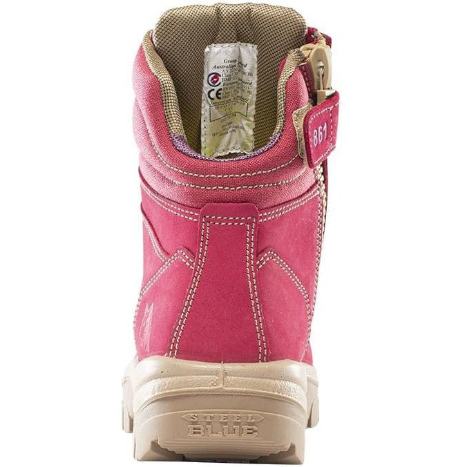 Steel Blue Women's Cross 6" Steel Toe Waterproof Side Zipper Work Boot -Pink- 812861 - Overlook Boots