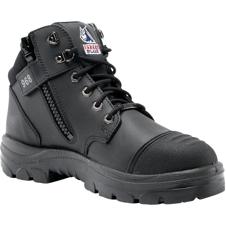 Steel Blue Men's Parkes Side Zipper Waterproof Steel Toe Hiker Work Boot - Black - 812968 15 / Medium / Black - Overlook Boots