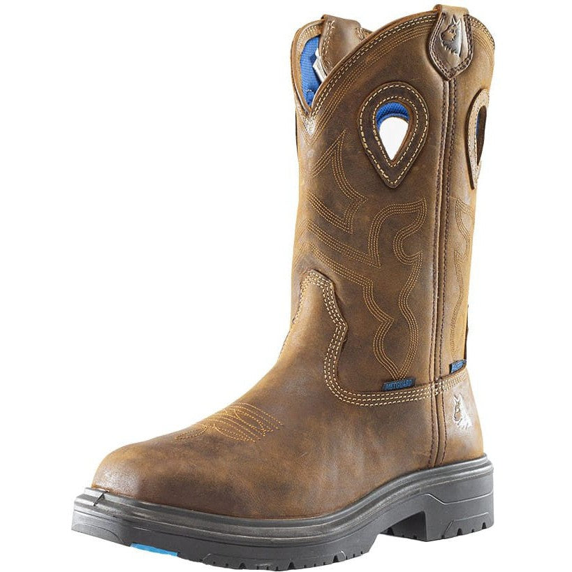 Steel Blue Men's Heeler Met Steel Toe Waterproof Western Work Boot -Brown- 813904 - Overlook Boots