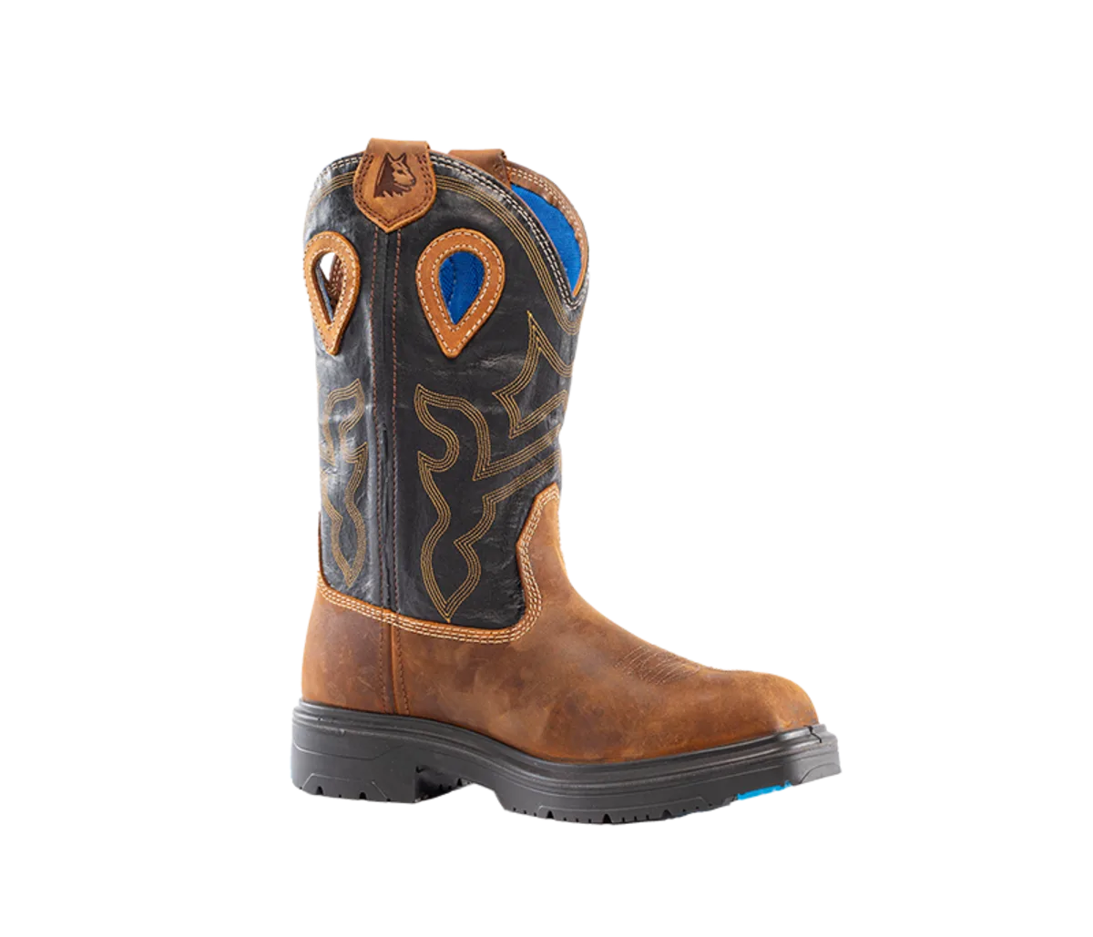 Steel Blue Men's Blue Heeler Steel Toe WP Western Work Boot- Black- 813945 7 / Medium / Black/Brown - Overlook Boots