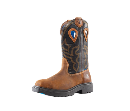 Steel Blue Men's Blue Heeler Square Toe WP Western Work Boot- Brown- 813945 - Overlook Boots