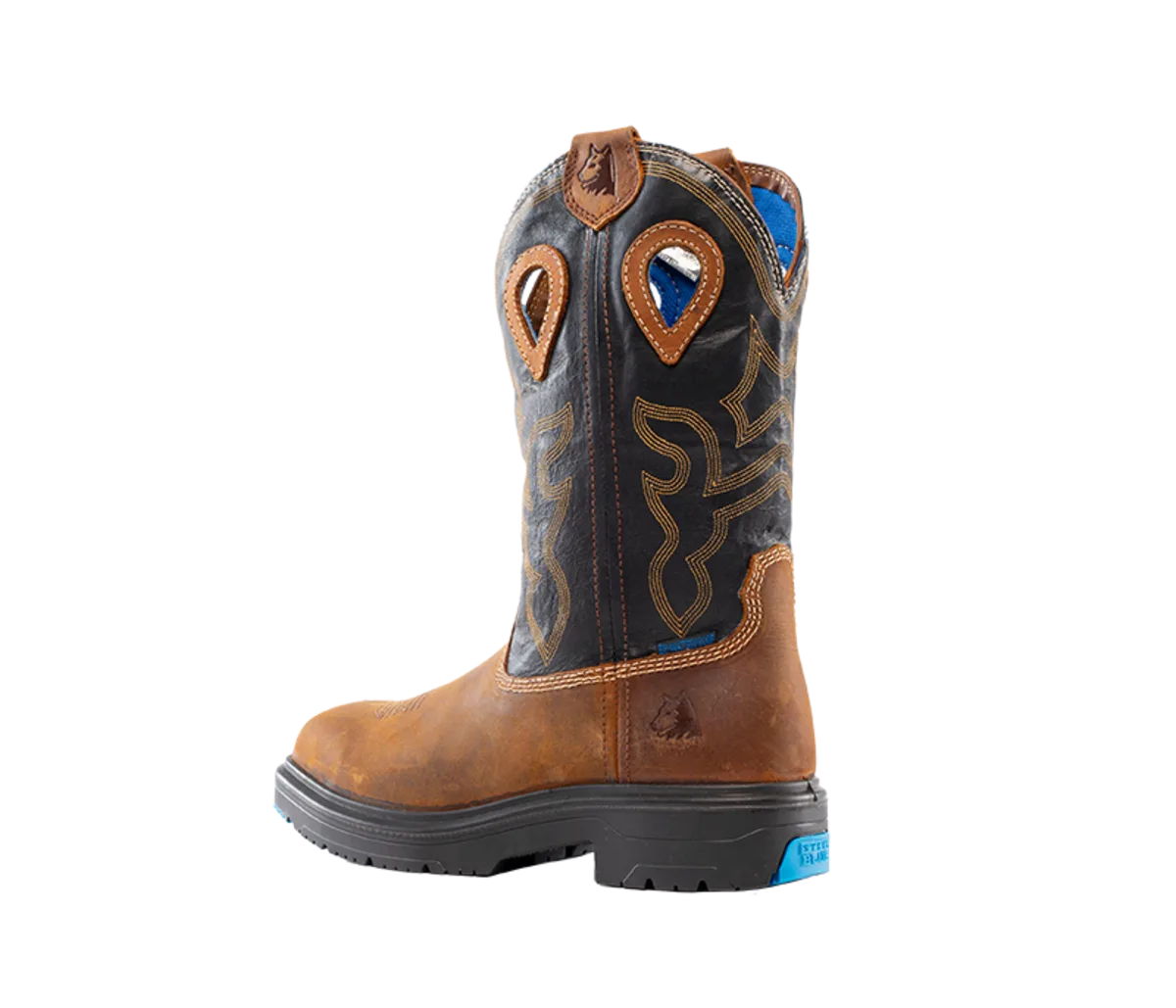 Steel Blue Men's Blue Heeler Steel Toe WP Western Work Boot- Black- 813945 - Overlook Boots