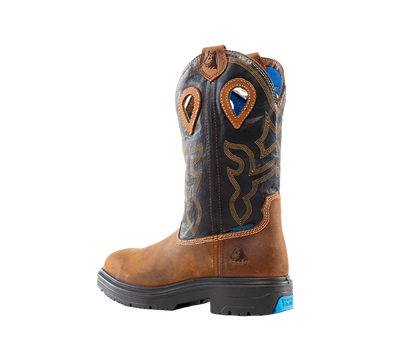 Steel Blue Men's Blue Heeler Square Toe WP Western Work Boot- Brown- 813945 - Overlook Boots