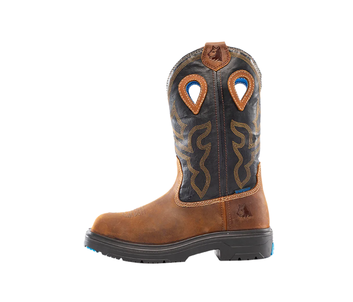 Steel Blue Men's Blue Heeler Square Toe WP Western Work Boot- Brown- 813945 - Overlook Boots