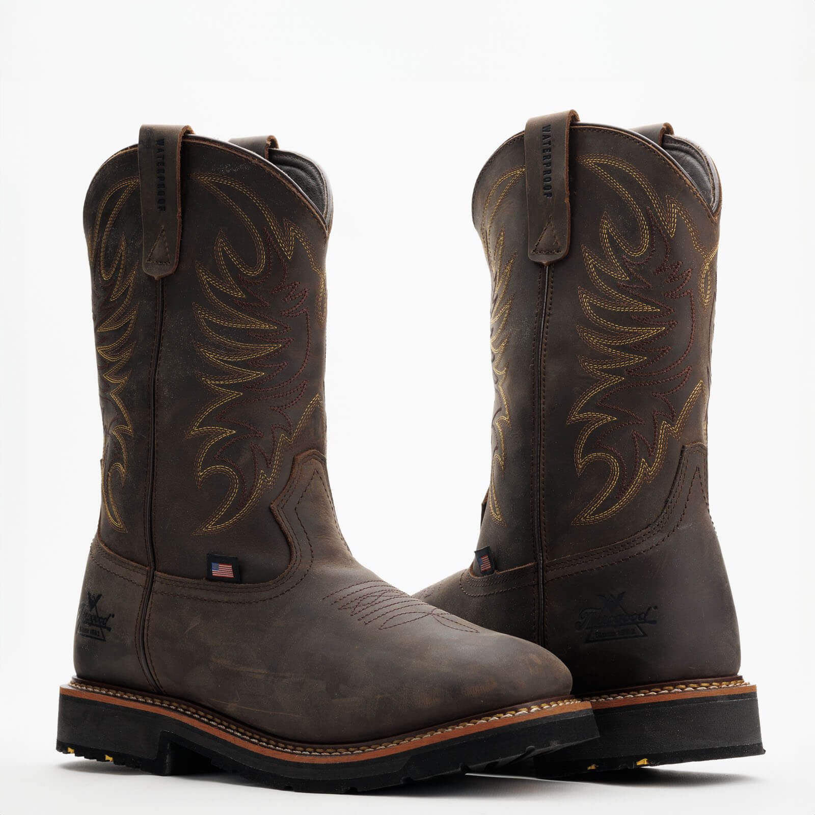 Thorogood Men's Western 11" Square Toe Waterproof Slip Resistant Work Boot -Horse- 814-4337 - Overlook Boots