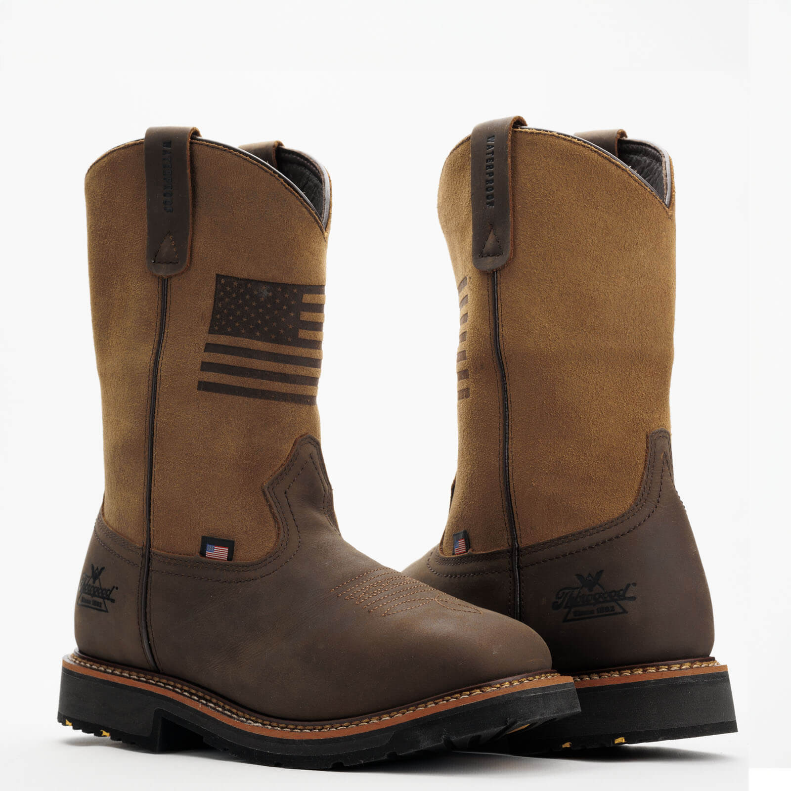 Thorogood Men's Western 11" Square Toe Waterproof Slip Resistant Work Boot -Tan- 814-4338 - Overlook Boots