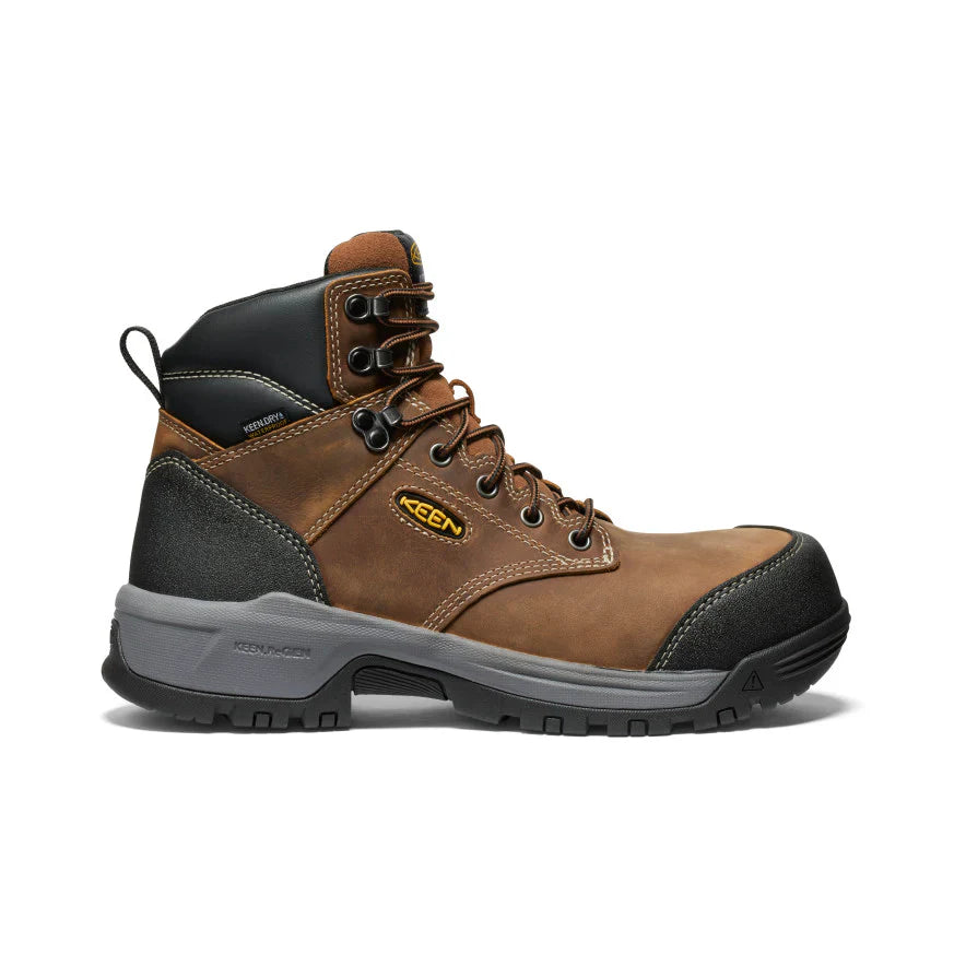 Keen Men's Evanston 6" Carbon Toe Waterproof Sneaker Work Boot- Brown- 1029149 7 / Medium / Brown - Overlook Boots