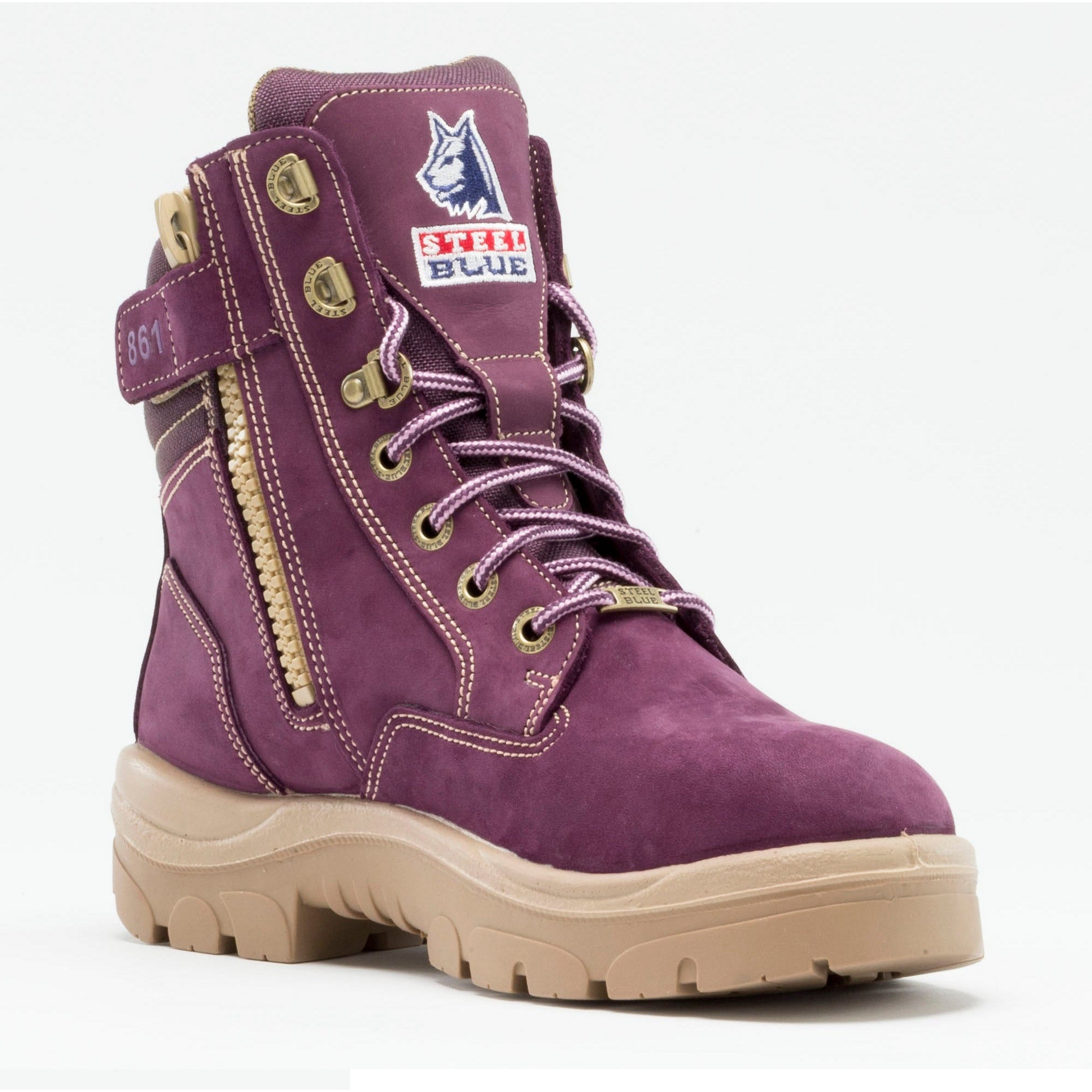 Steel Blue Women's Southern Cross Side Zipper Steel Toe Work Boot - Purple - 892861 4 / Wide / Purple - Overlook Boots