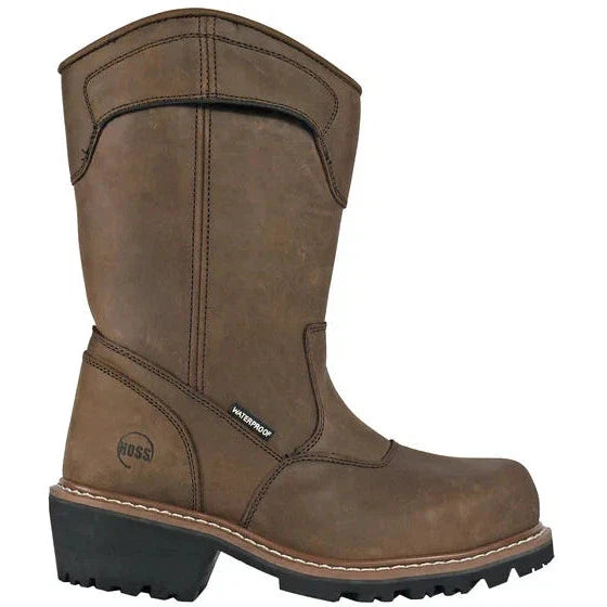 Hoss Men's Buford Composite Toe Waterproof Pull On Logger Duty Boot - Brown 90211 - Overlook Boots