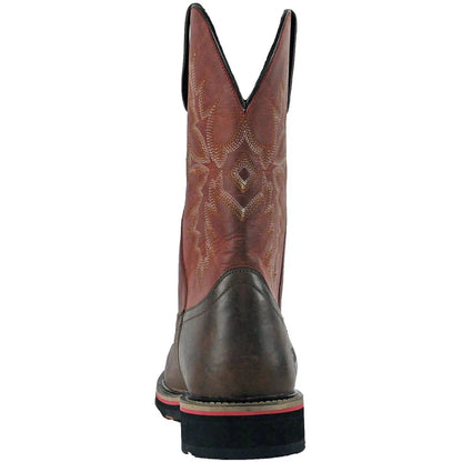 Hoss Men's Landon Cognac 11" Steel Toe Western Work Boot - Cognac/Red 92045 - Overlook Boots