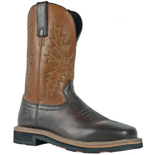 Hoss Men's Landon 11" Soft Toe Western Work Boot - Brown 92046 7 / Medium / Brown - Overlook Boots