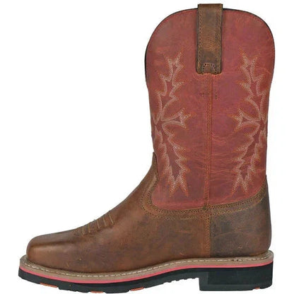 Hoss Men's Landon Cognac 11" Soft Toe Western Work Boot - Cognac/Red 92048 - Overlook Boots