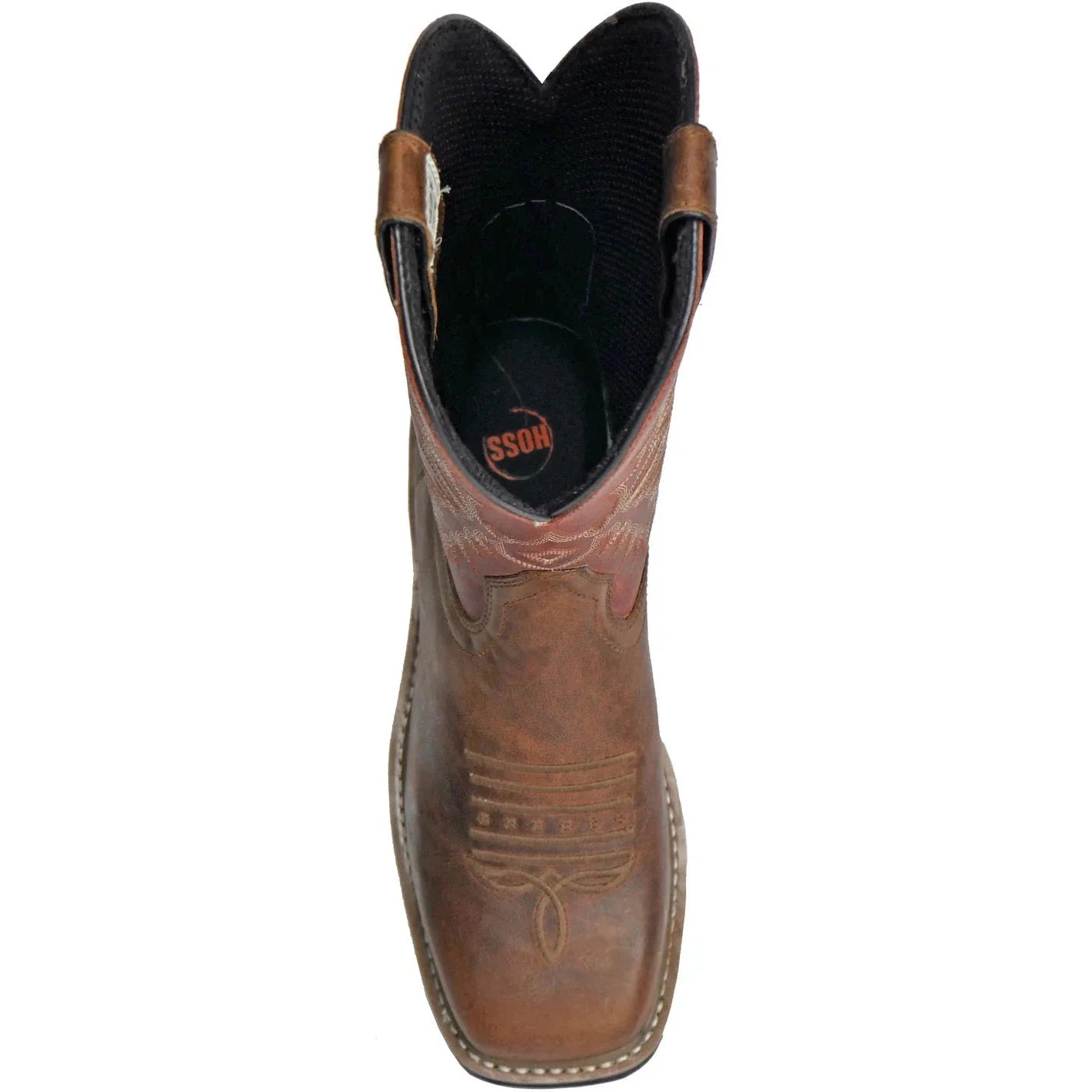 Hoss Men's Landon Cognac 11" Soft Toe Western Work Boot - Cognac/Red 92048 - Overlook Boots