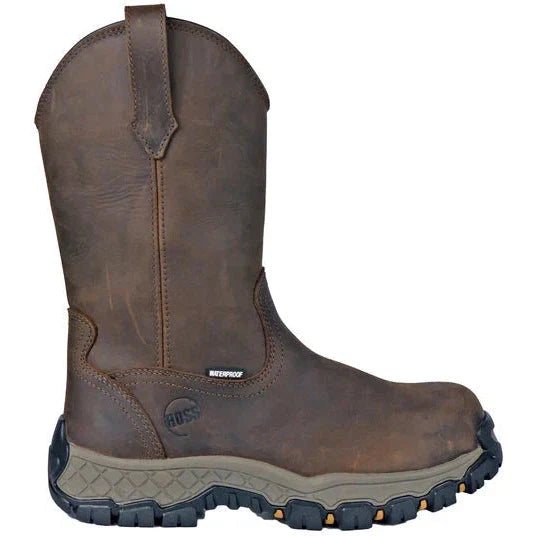 Hoss Men's Recon 11" Composite Toe Waterproof Wellington Work Boot- Brown- 94011 - Overlook Boots